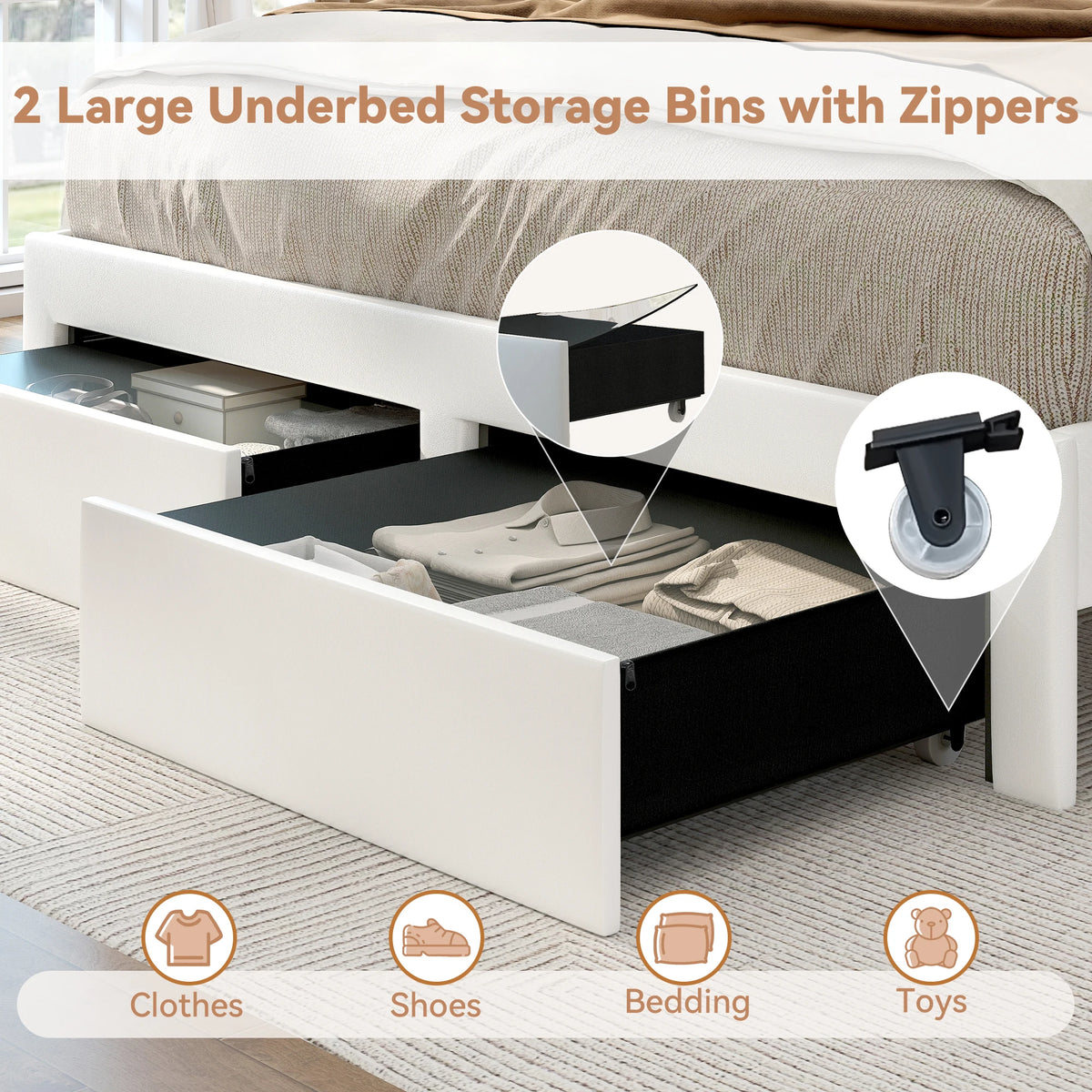 SIBEDS LED Bed Frame With Storage Drawers And Projector