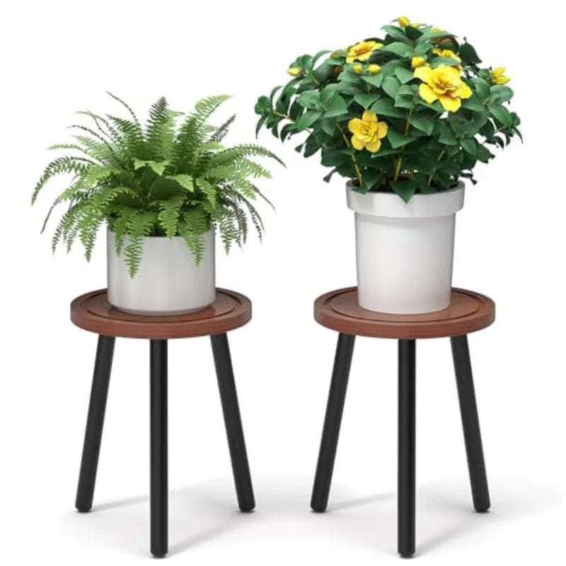 Mid Century Wood Plant Stand Indoor Outdoor Side Table