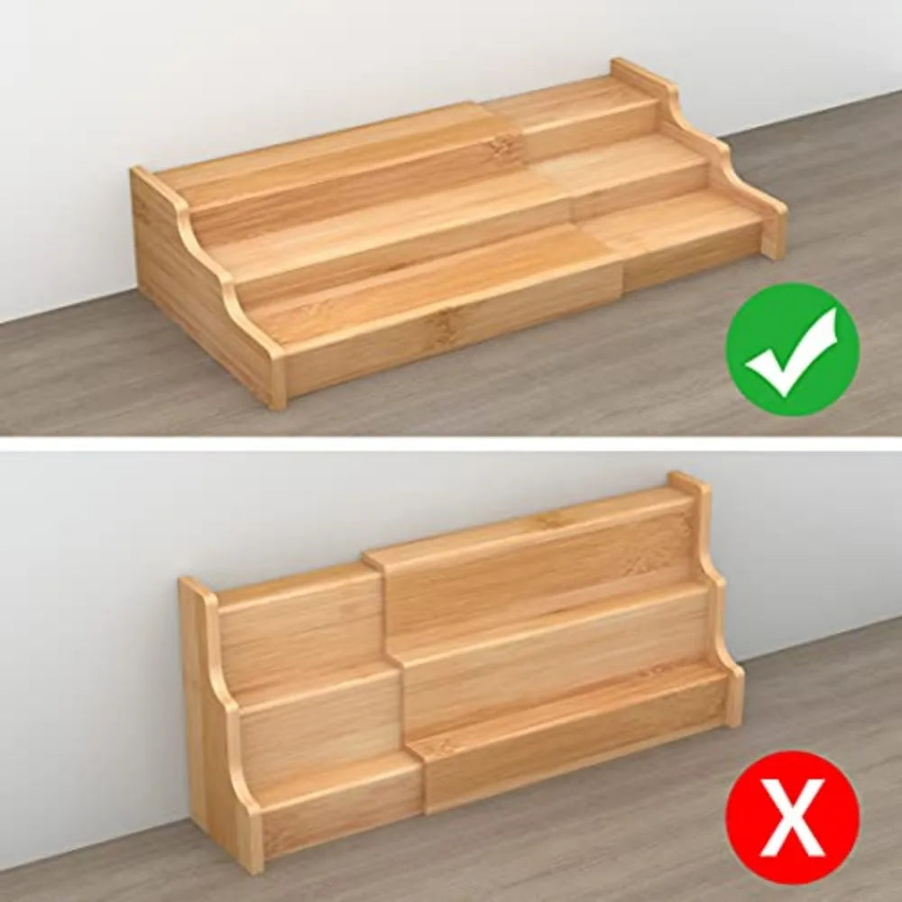 Premium Bamboo Spice Rack Expandable Kitchen Cabinet Organizer
