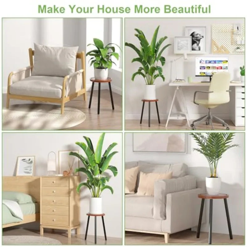 Mid Century Wood Plant Stand Indoor Outdoor Side Table