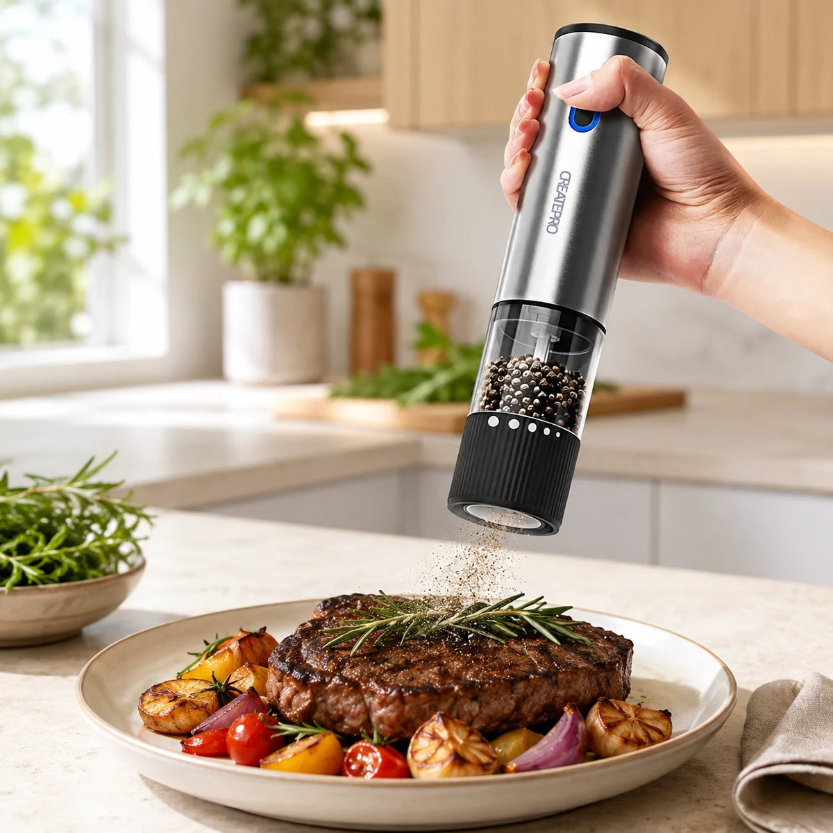 Rechargeable Automatic Salt And Pepper Grinder With Adjustable Coarseness