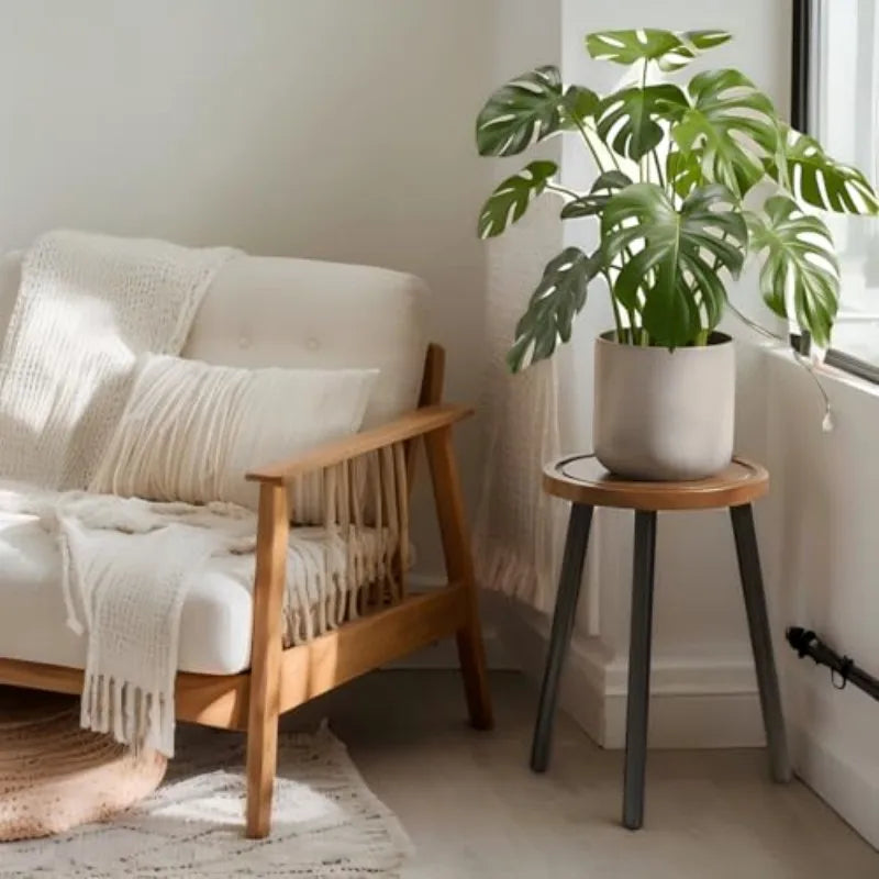 Mid Century Wood Plant Stand Indoor Outdoor Side Table
