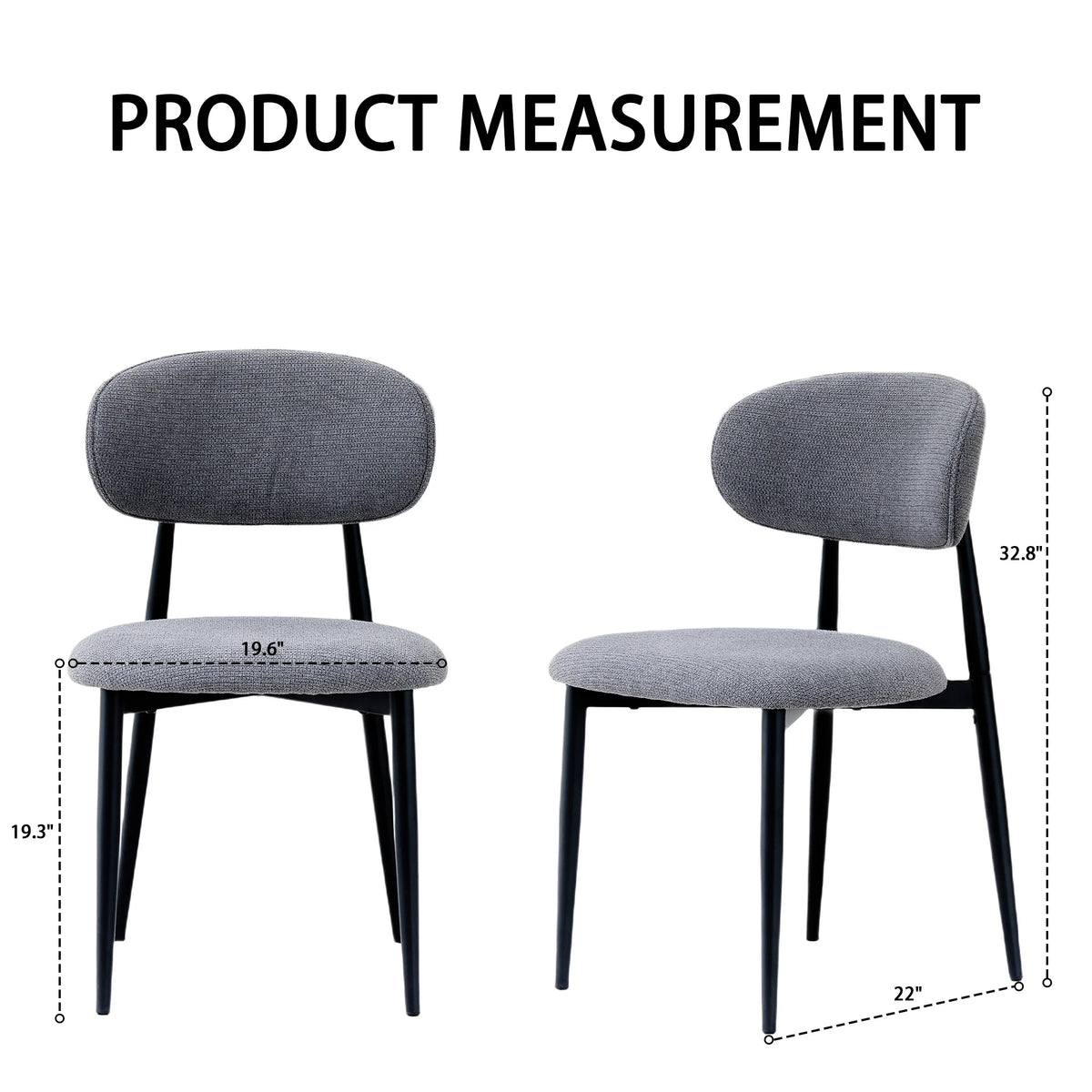 Set Of 2 Modern Fabric Dining Chairs With Metal Legs