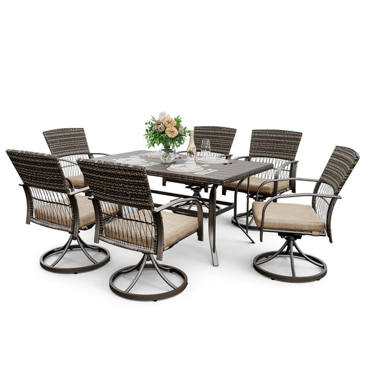 Wicker Outdoor Patio Dining Set With Metal Table Top