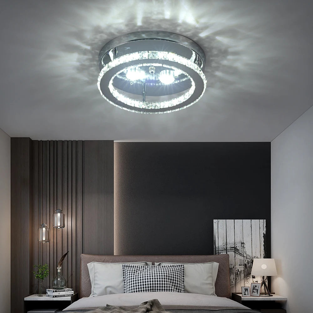 GreeLustr Modern LED Crystal Ring Chandelier Ceiling Light Fixture