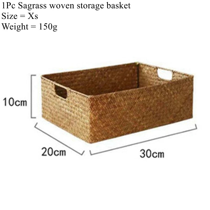 Woven Seagrass Storage Basket For Kitchen And Home Organization