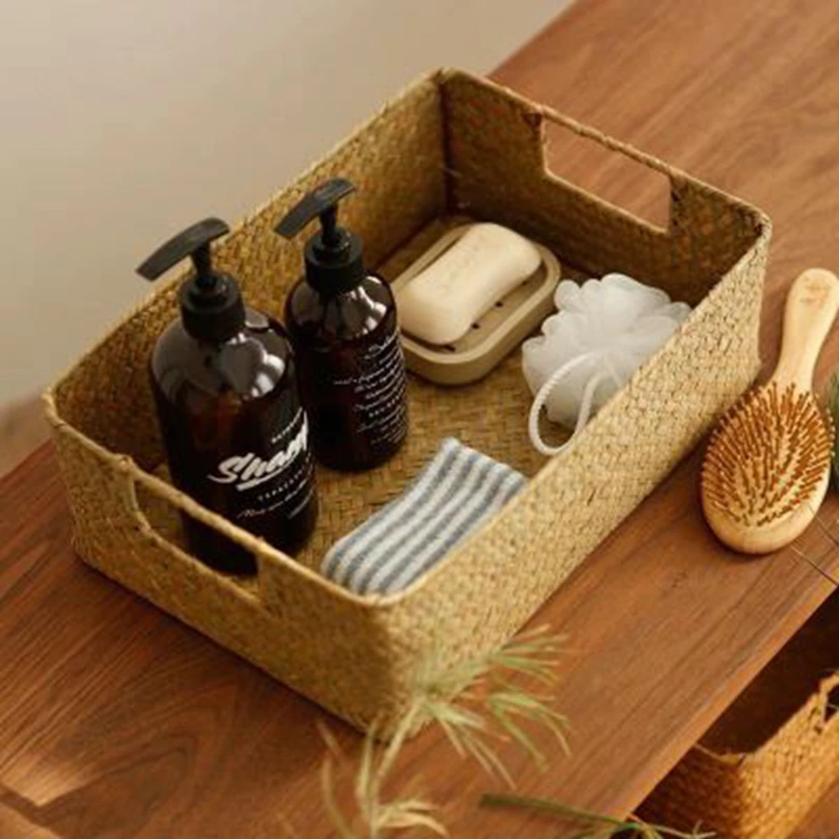 Woven Seagrass Storage Basket For Kitchen And Home Organization