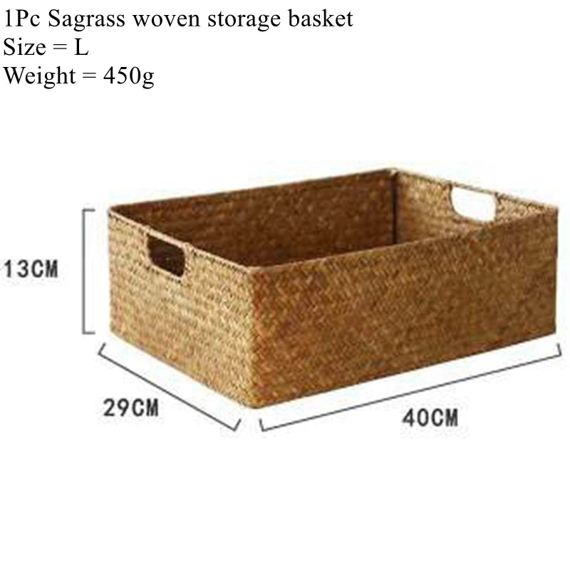 Woven Seagrass Storage Basket For Kitchen And Home Organization