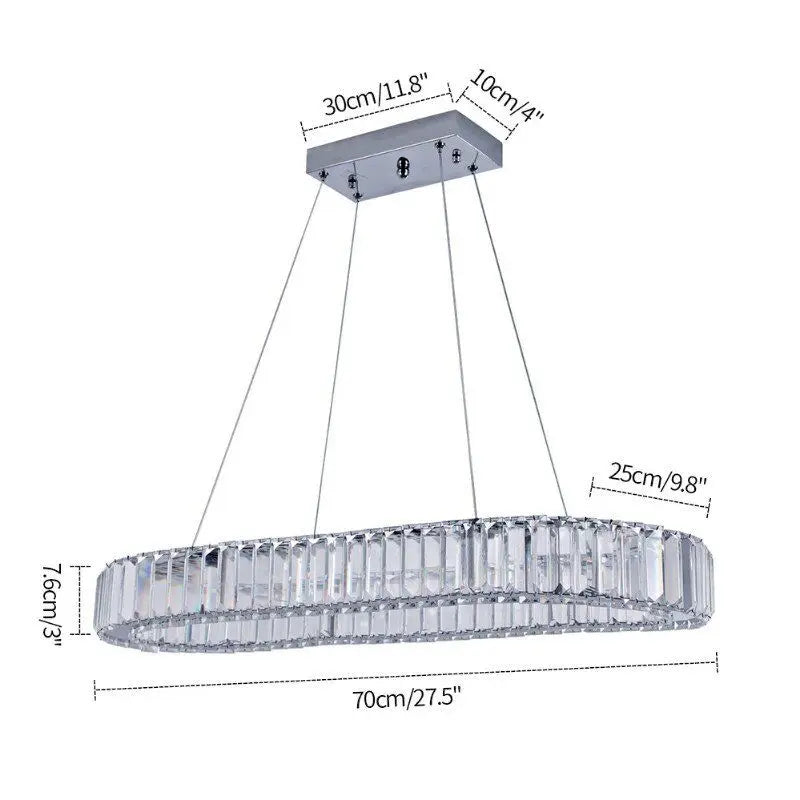 GreeLustr Crystal Oval Ring LED Pendant Chandelier for Modern Interiors