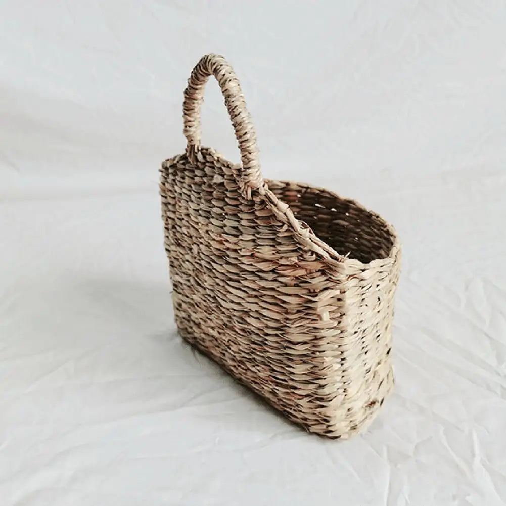 Premium Rustic Straw Woven Wall Hanging Storage Basket