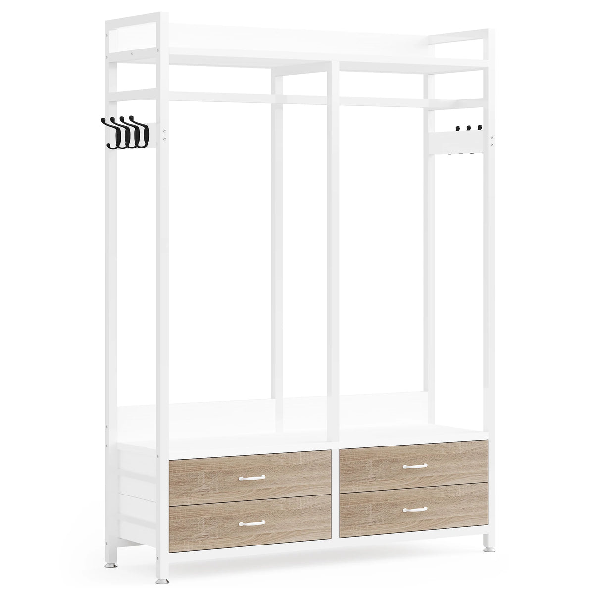 Tribesigns Freestanding Closet Organizer With Drawers And Hooks