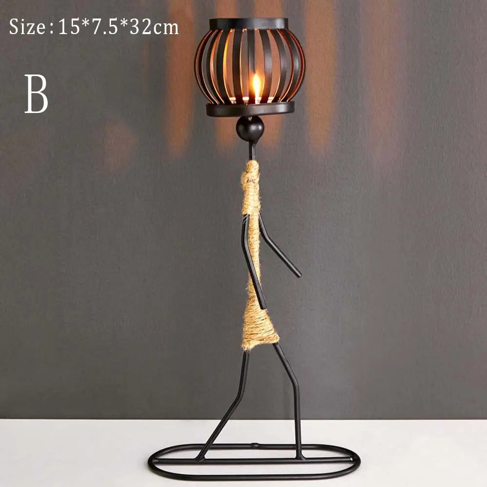 Foundtwo Nordic Metal Abstract Character Candle Holder Home Decor
