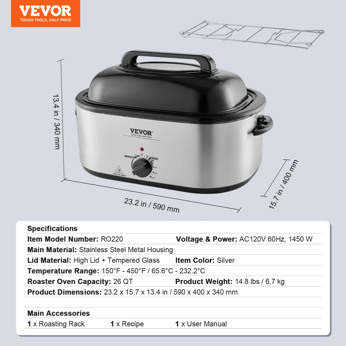 SucceBuy Electric Roaster Oven With Self Basting Lid Defrost Feature