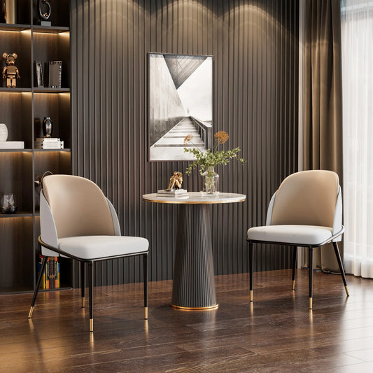 Modern Faux Leather Padded Dining Chairs Set Of Two