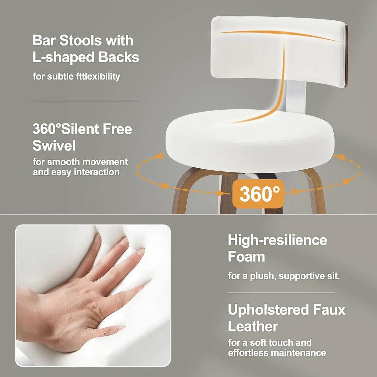 Elegant Kitchen Bar Stools With Leather Cushions And Wood Frames