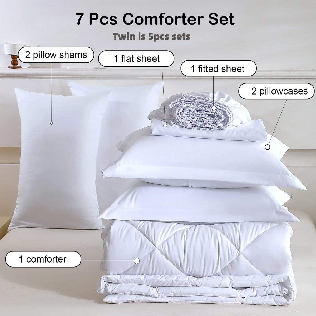 EasYum 5 Piece Bedding Set With Quilted Comforter And Sheets