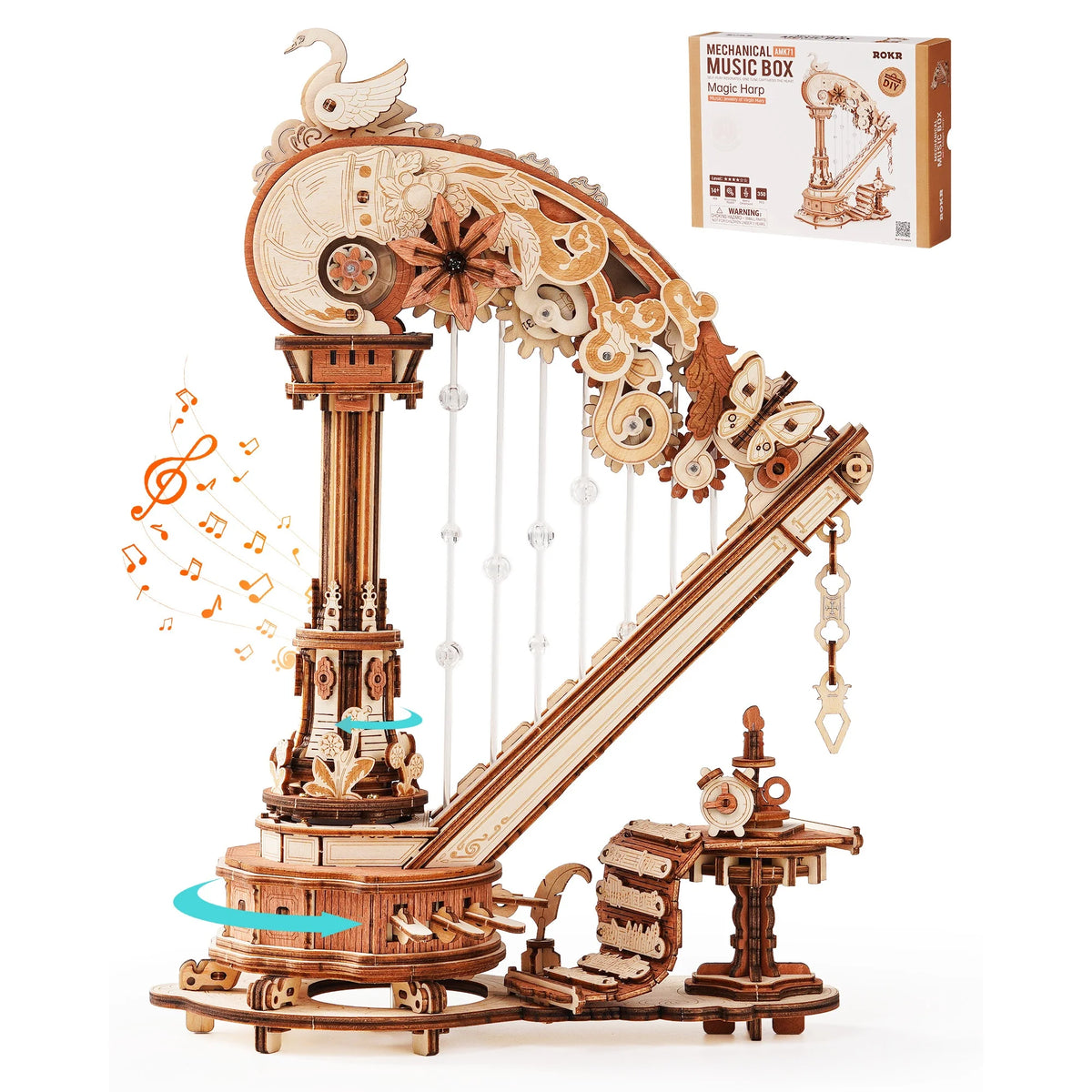 ROKR Magic Harp Wooden 3D Puzzle Mechanical Musical Model Kit