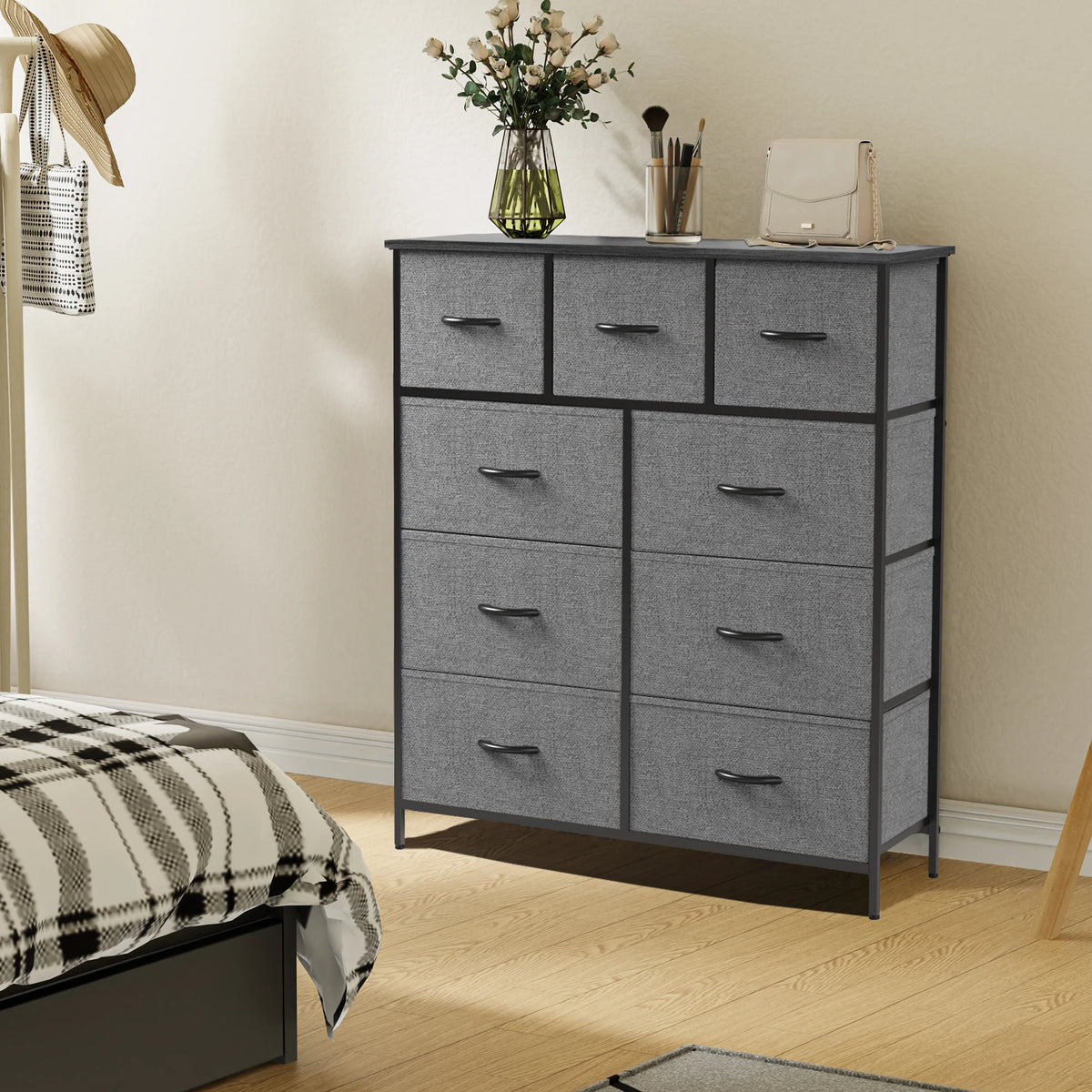 JHK 9 Drawer Wardrobe Fabric Storage Chest Organizer For Bedroom
