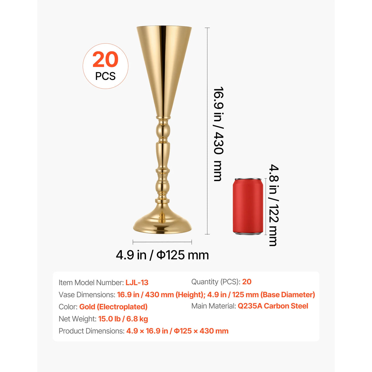 SucceBuy Wedding Flower Vase 15/16.9/21.7 in Tall Electroplated Versatile Arrangement Stand for Home Decor Reception Stand Gold
