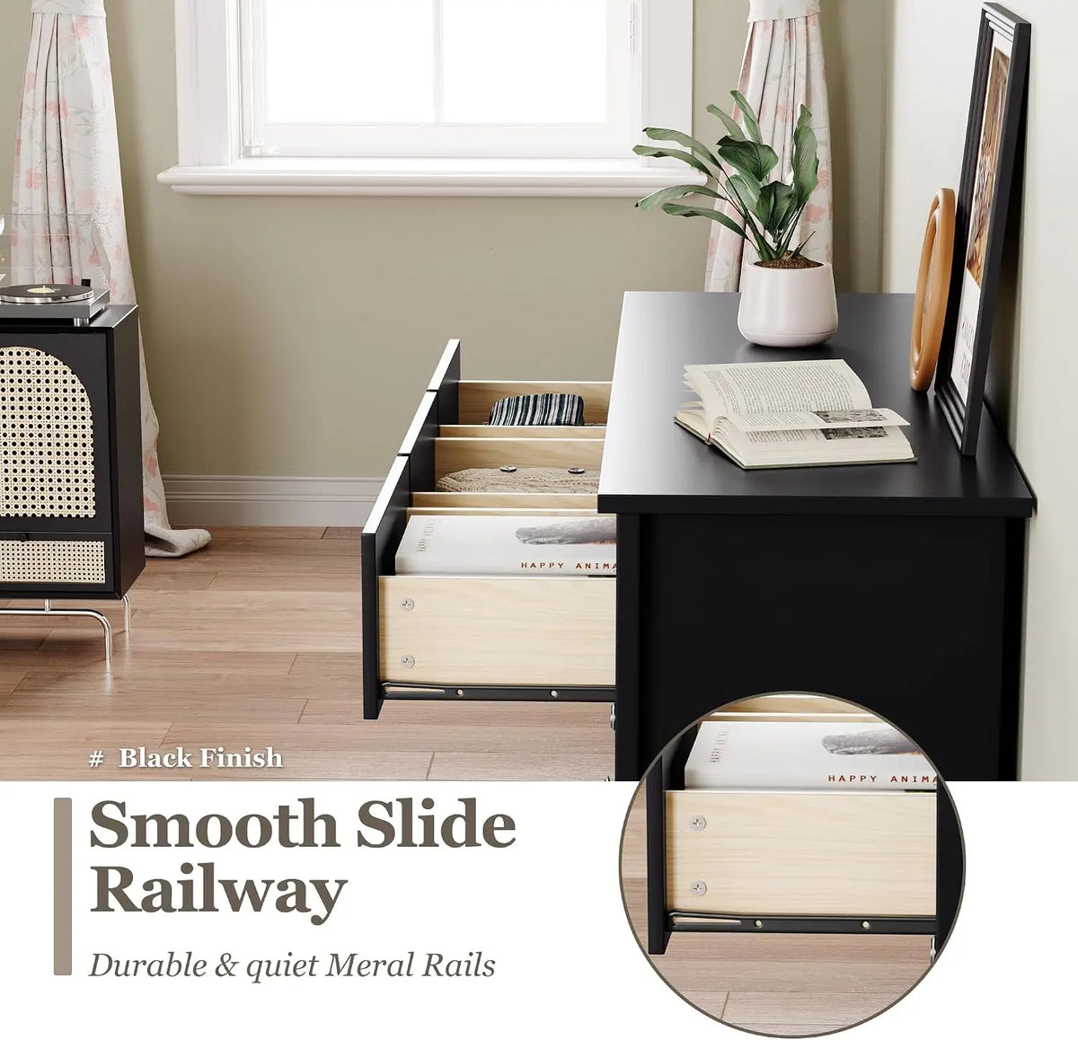 Wooden Five Drawer Bedroom Dresser Versatile Living Room Storage Cabinet