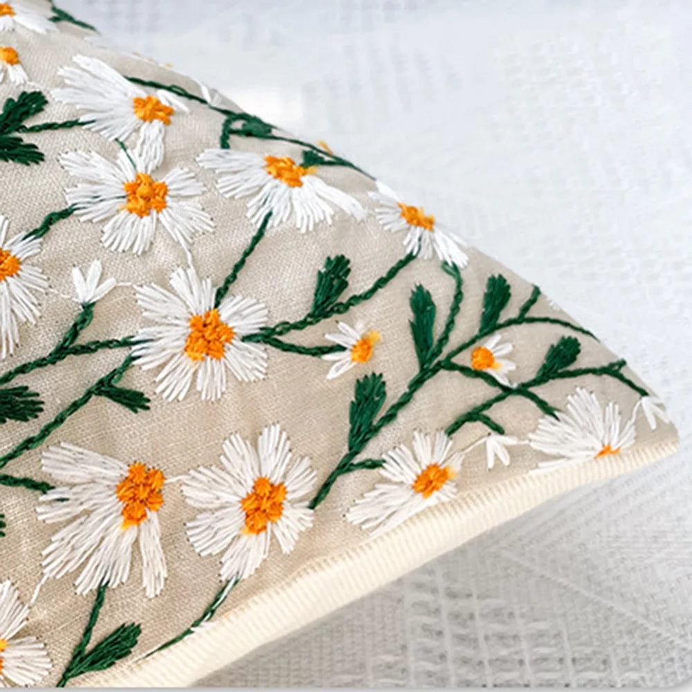 Light Luxury Floral Embroidered Pillow Case and Cushion Cover