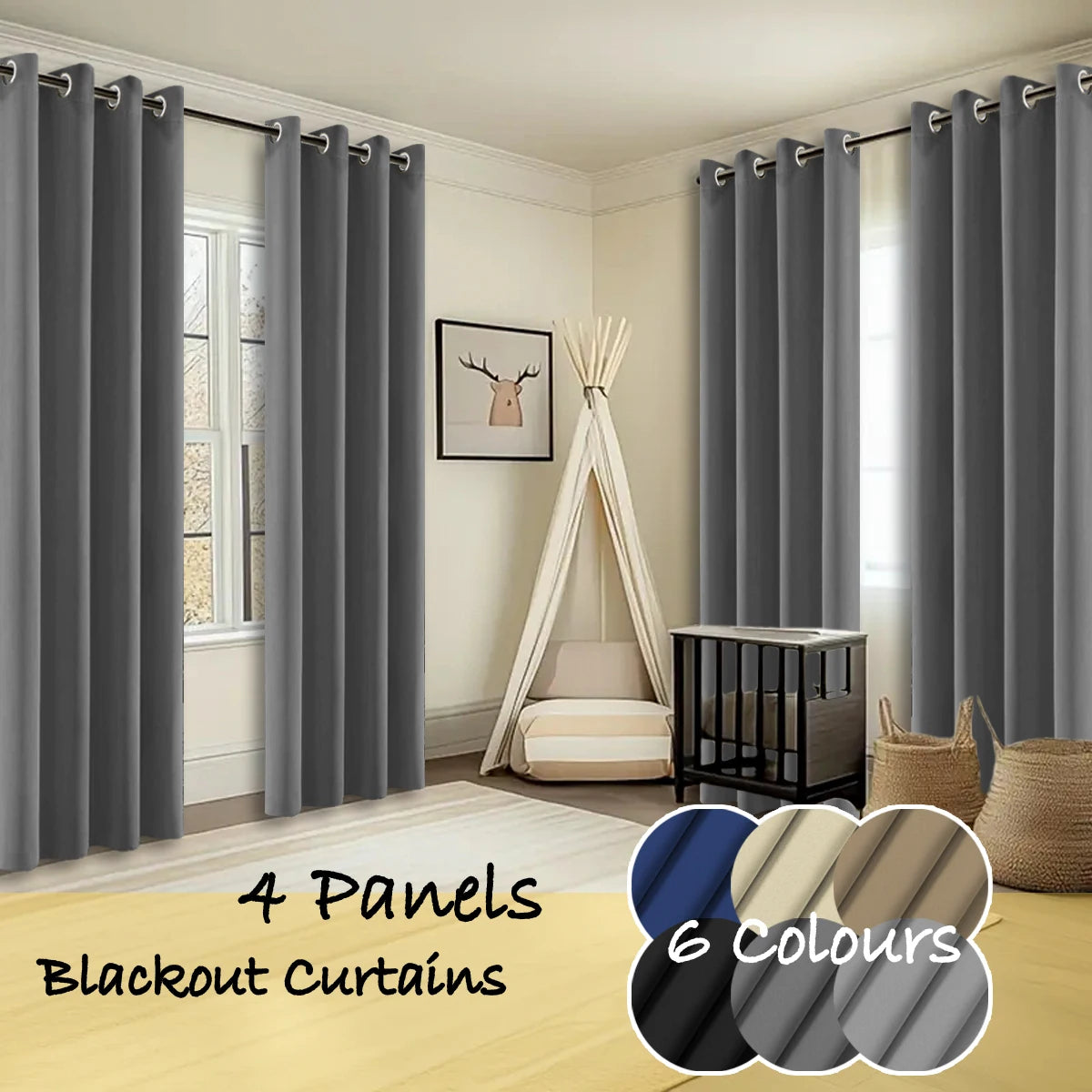 Polyester Thermal Insulated Blackout Curtains Ring Top
