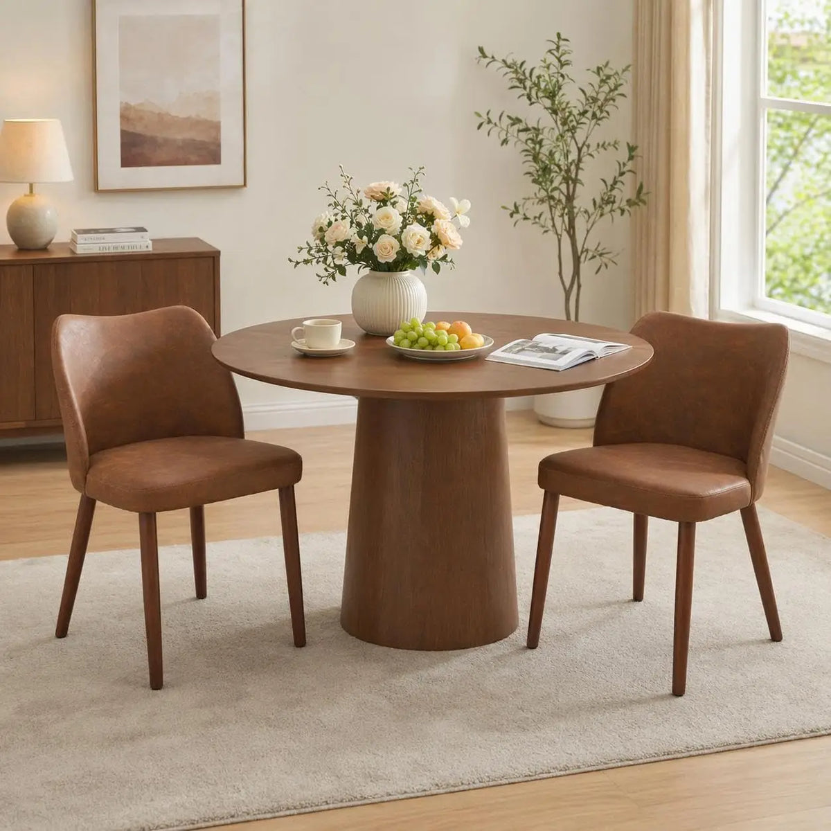 Modern Linen Upholstered Dining Chairs With Ergonomic Backrest