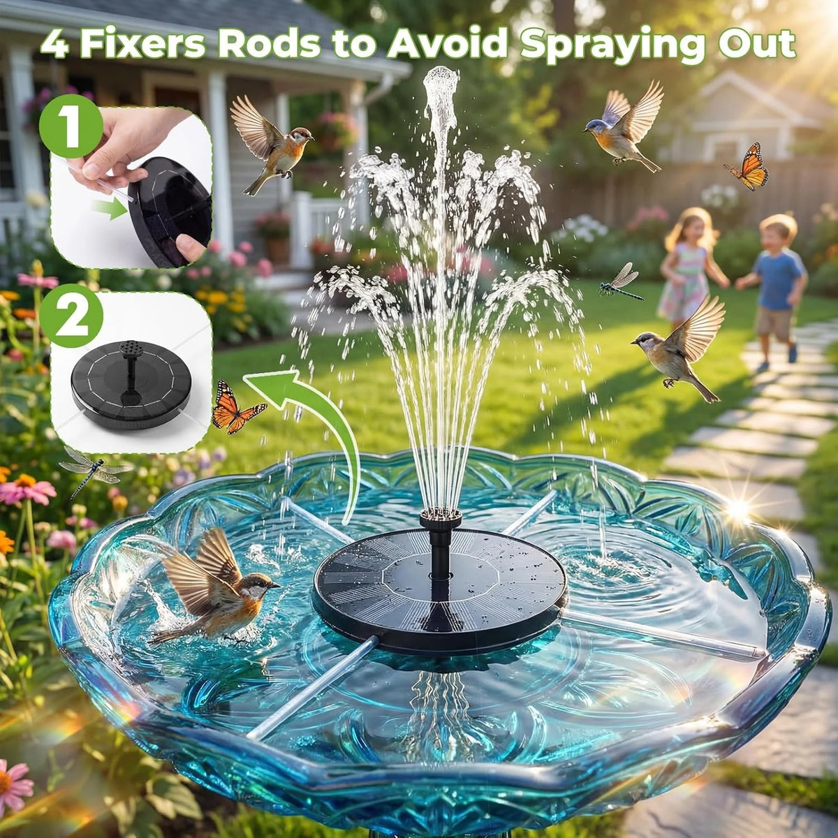 Robust Floating Solar Fountain With Six Nozzles For Garden Ponds