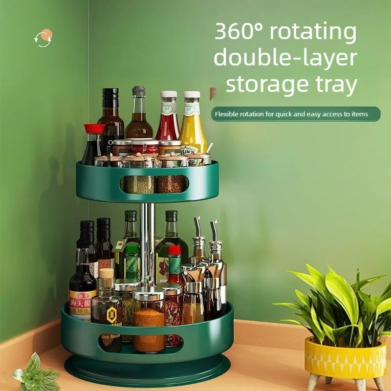 Kitchen 360 Degree Rotating Spice Rack Organizer Condiment Storage Holder