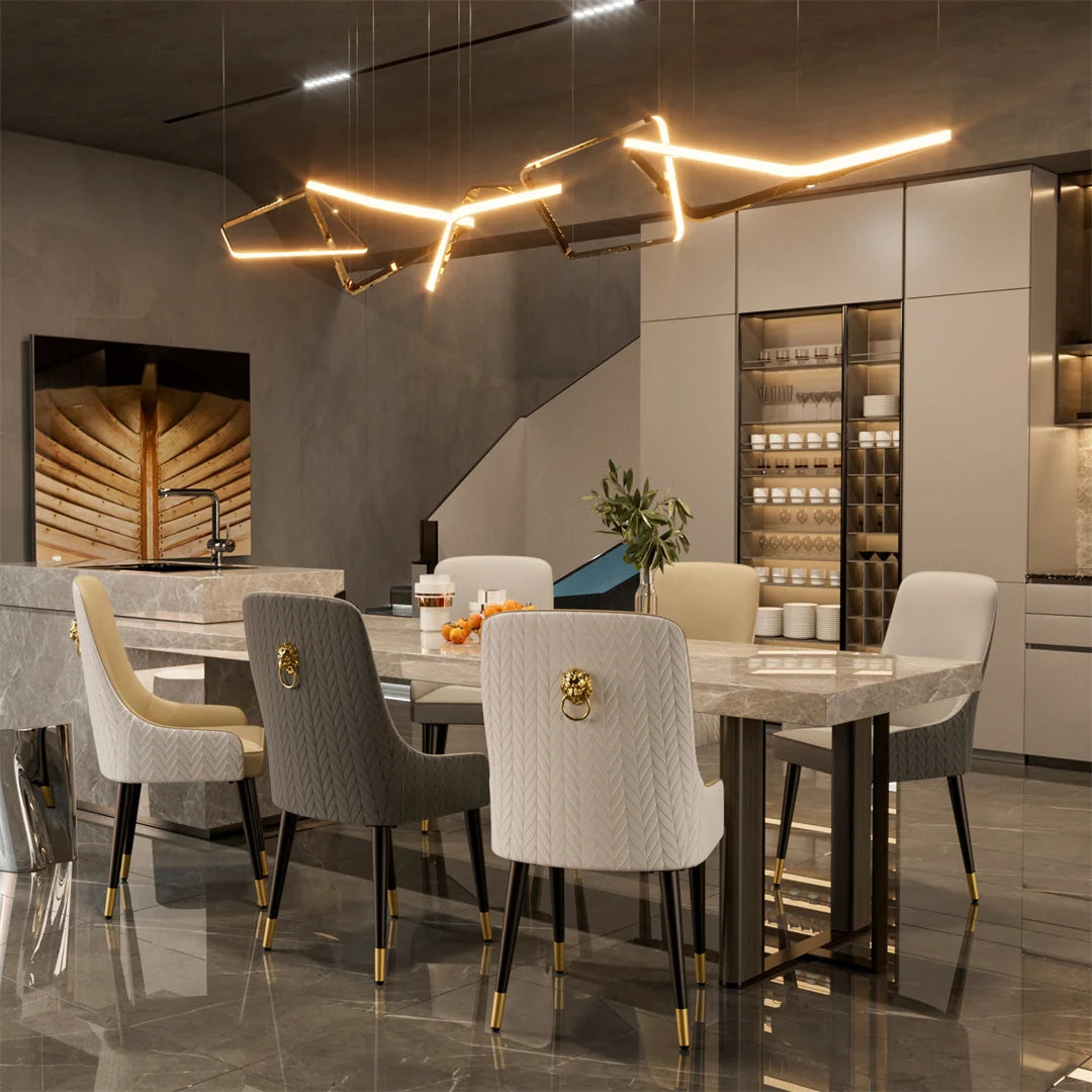 Luvodi Modern Upholstered Dining Chair Set With Lion Knocker