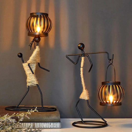 Foundtwo Nordic Metal Abstract Character Candle Holder Home Decor