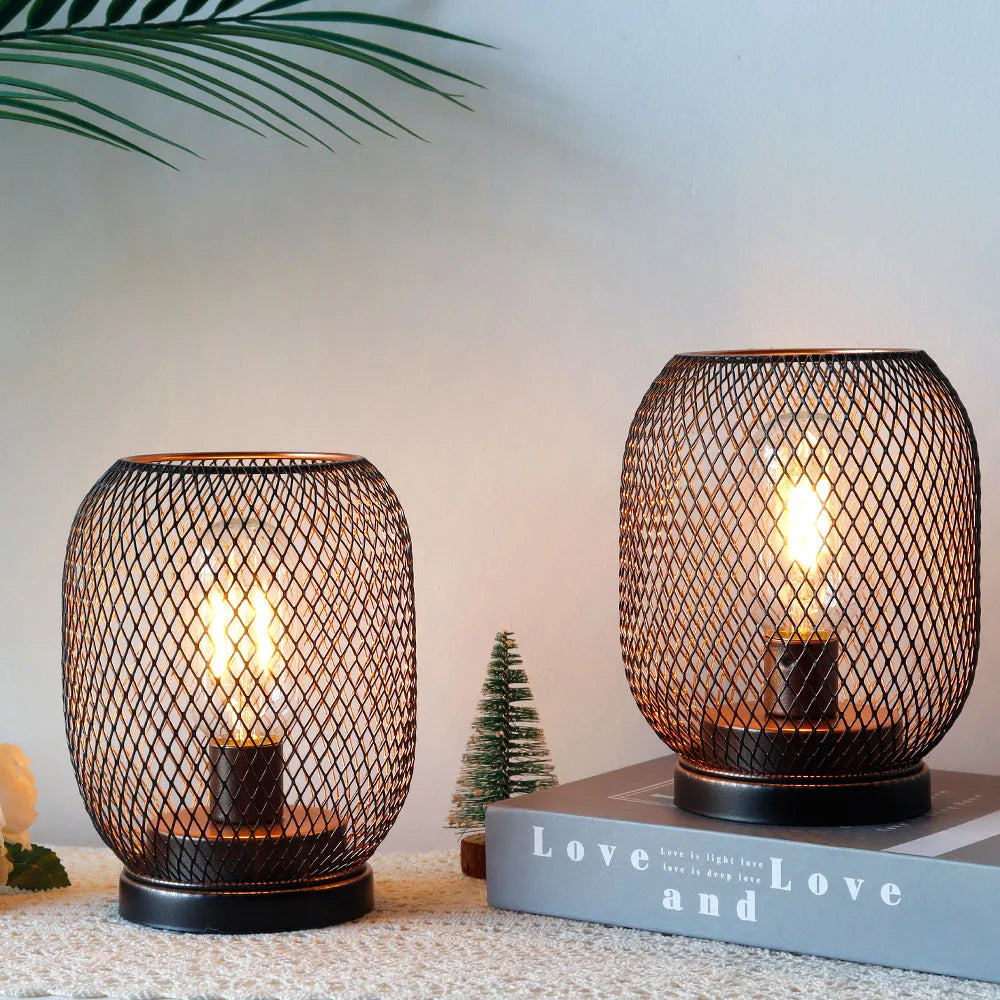 Newimage Metal Cage Cordless Battery Powered LED Lantern