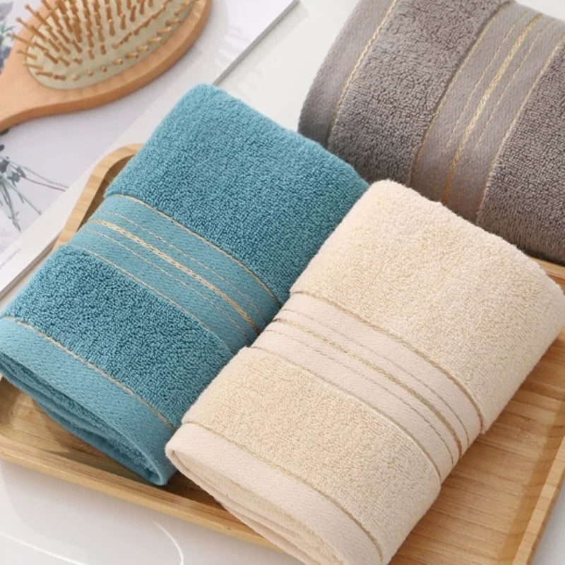 Premium Cotton Bath Towel Ultra Absorbent Quick Dry Gold Trim