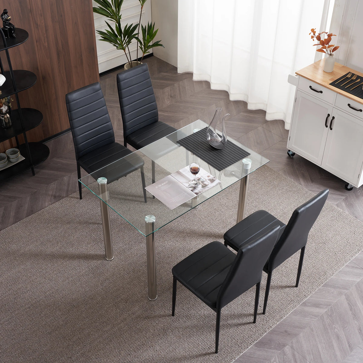 Modern Synthetic Leather High Backrest Dining Chairs