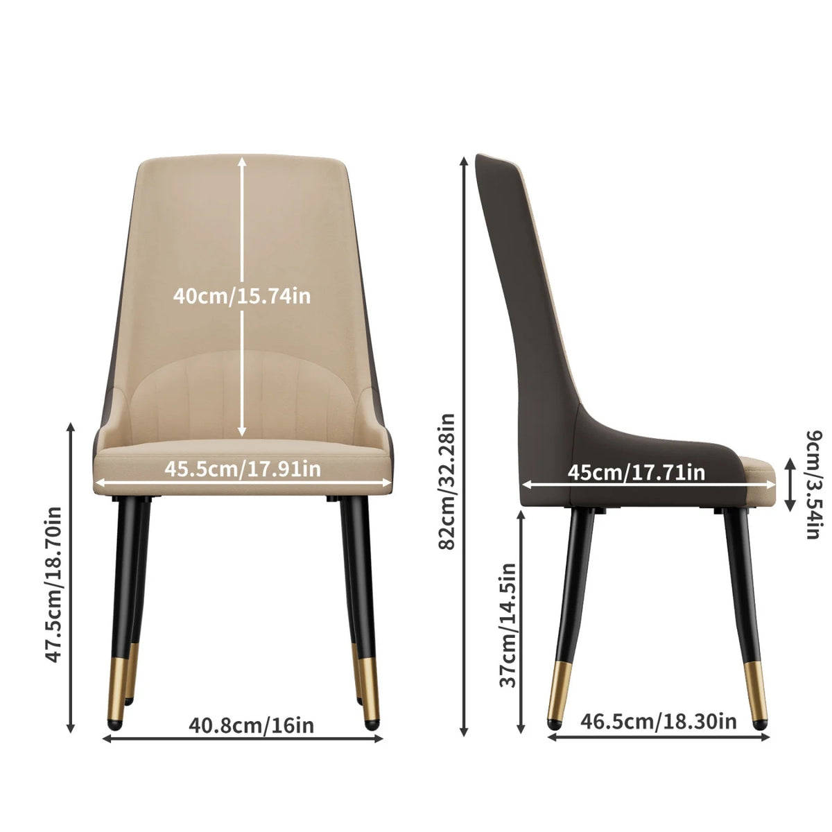 Modern Upholstered Dining Chairs With Metal Legs And Cushions