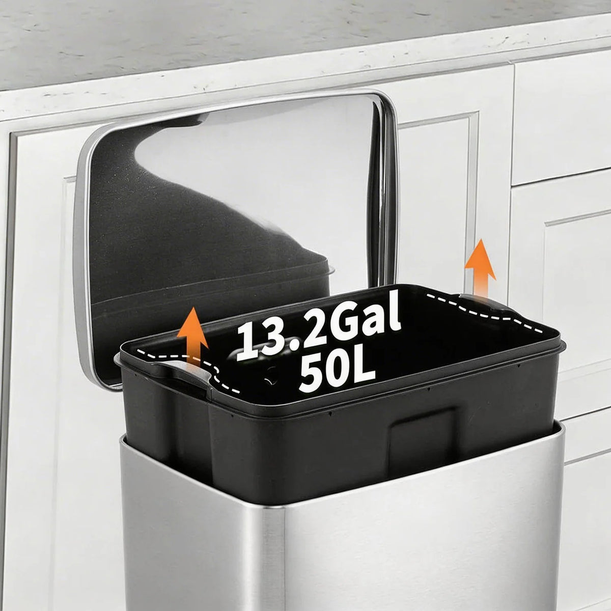 HiMISS Stainless Steel Pedal Trash Bin Fingerprint Proof Design