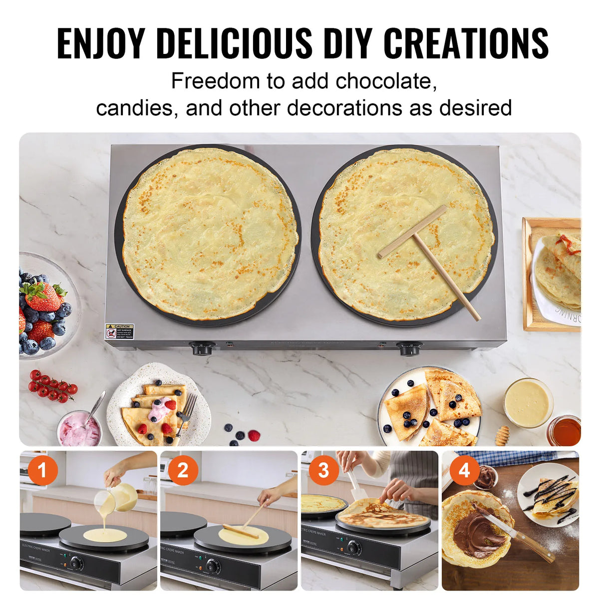 SucceBuy Commercial Electric Crepe Maker With Temperature Control