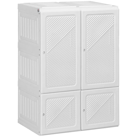 Portable Folding Wardrobe Closet With Hanging Rod And Magnetic Doors