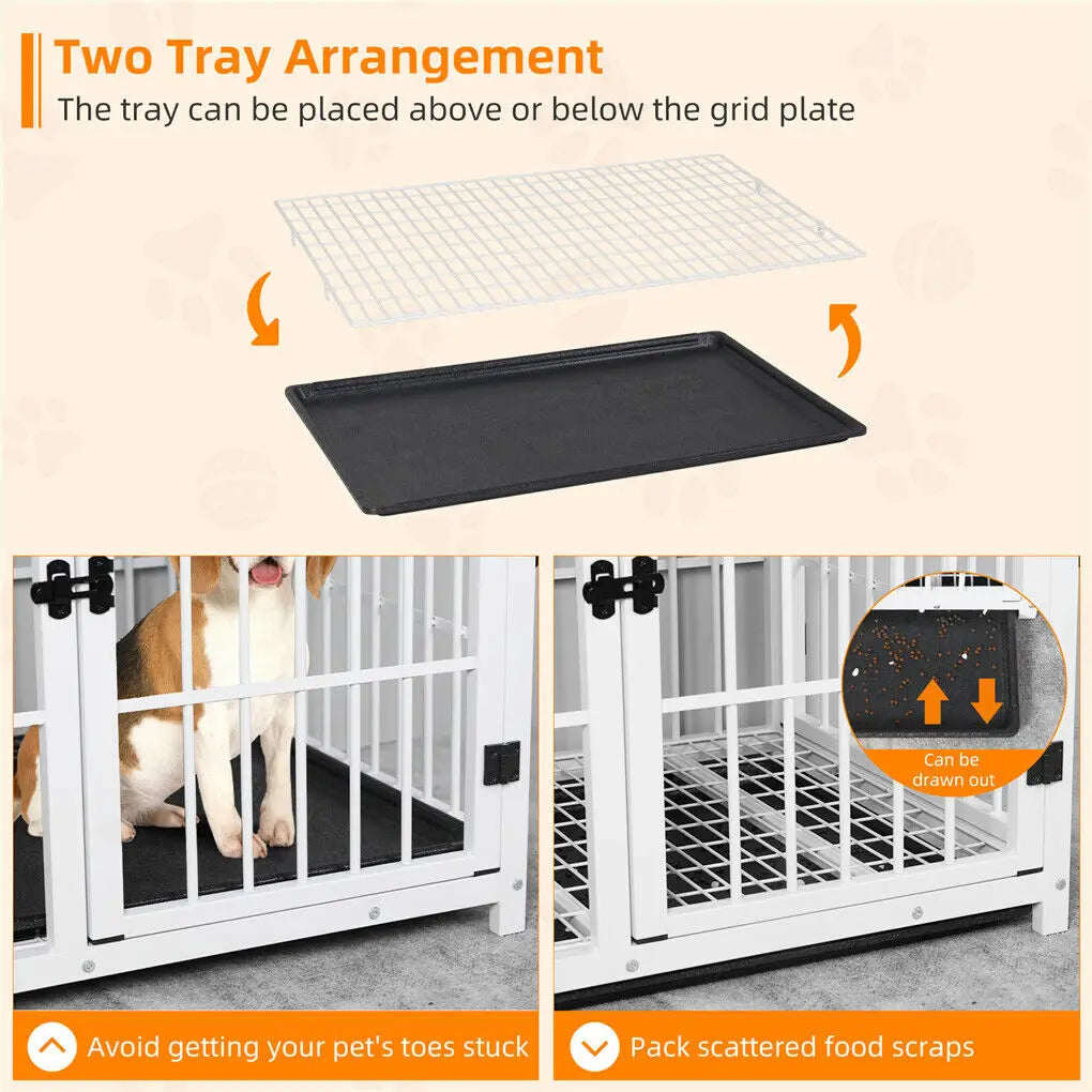 BINGOPAW Wooden Dog Crate Furniture With Metal Frame And Tray