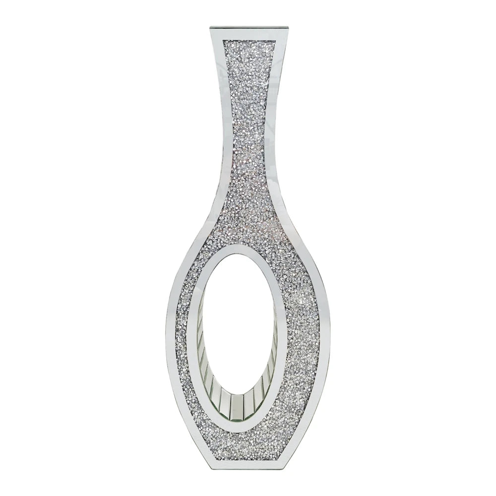 Tall Mirrored Glass Floor Vase Decorative Crush Diamond Design