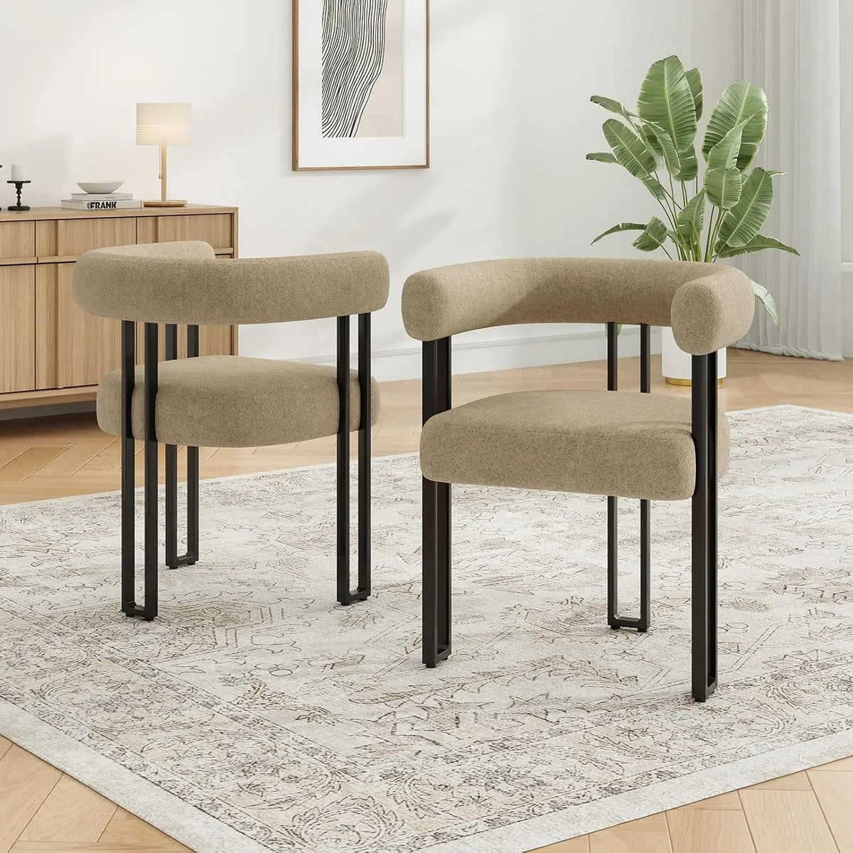 Farini Upholstered Boucle Modern Dining Accent Chairs