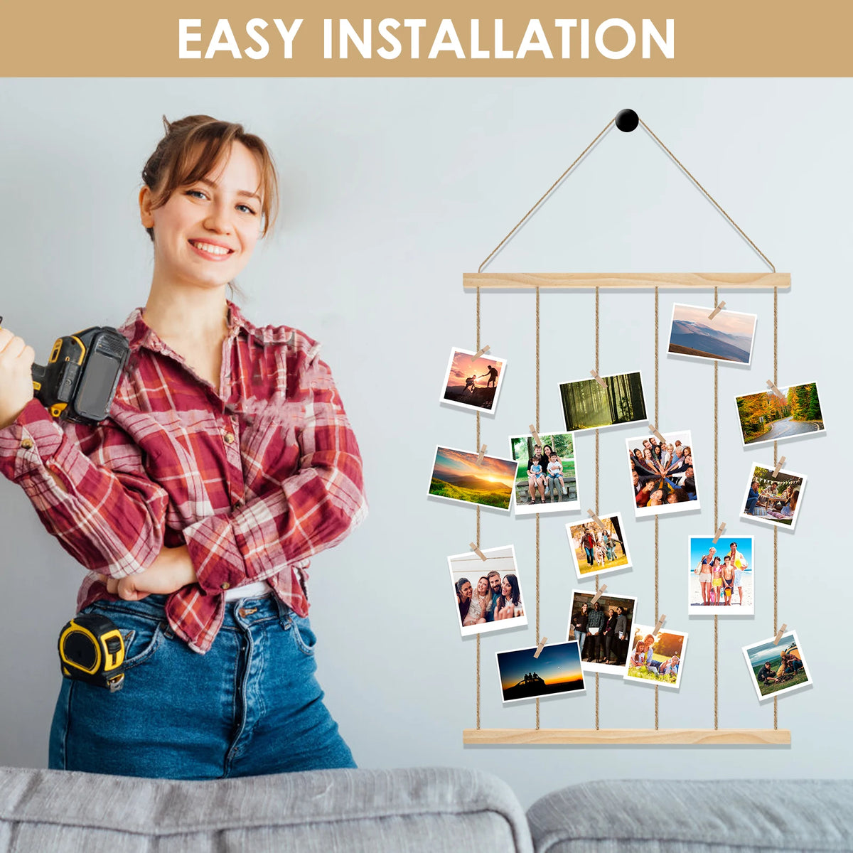 Wooden Collage Picture Frame For Hanging Multiple Wall Photos