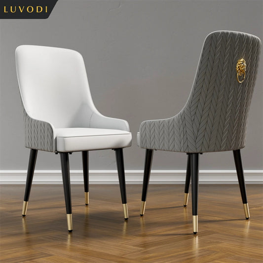 Luvodi Modern Upholstered Dining Chair Set With Lion Knocker