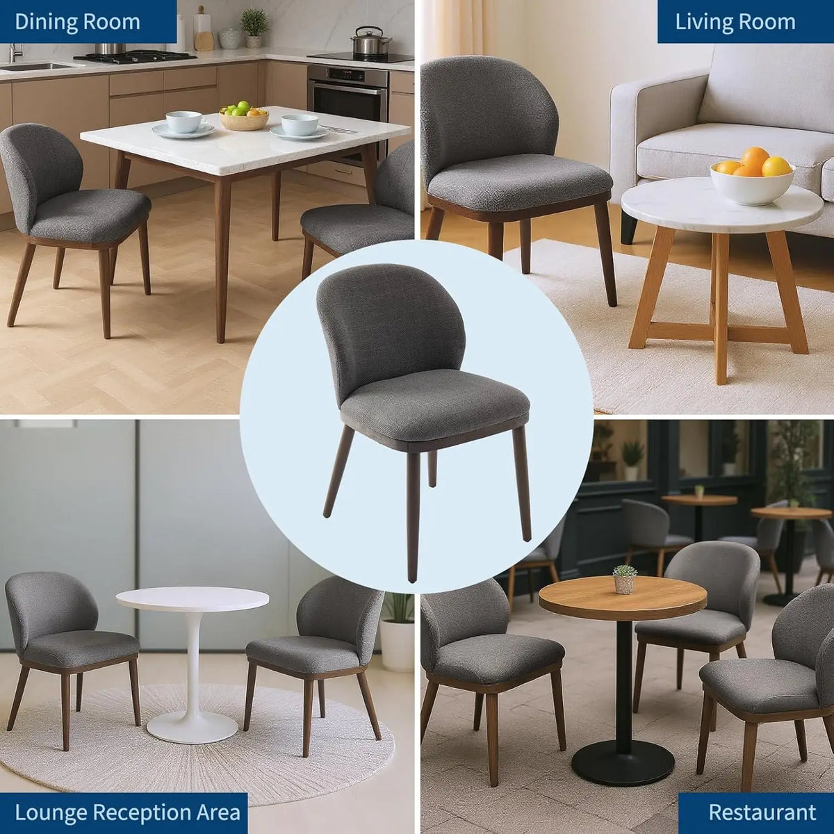 HiMISS Modern Upholstered Dining Chairs With Ergonomic Back Support