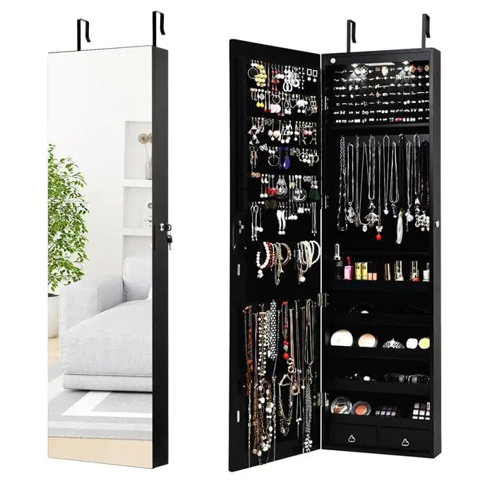 XIAOLANG Full Length Mirrored Jewelry Armoire With LED Lights