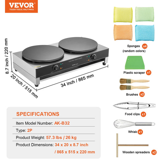 SucceBuy Commercial Electric Crepe Maker With Temperature Control