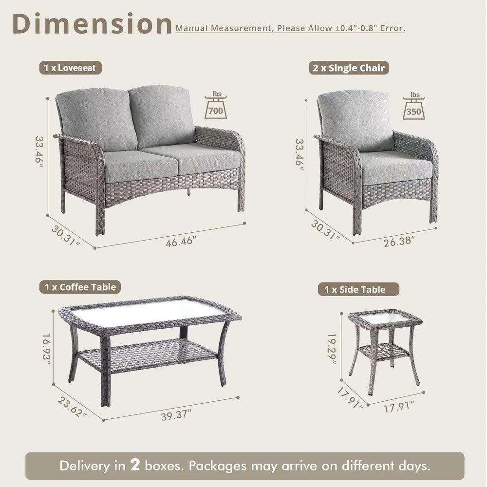 Xiaolang High Back Rattan Loveseat Patio Outdoor Furniture Set