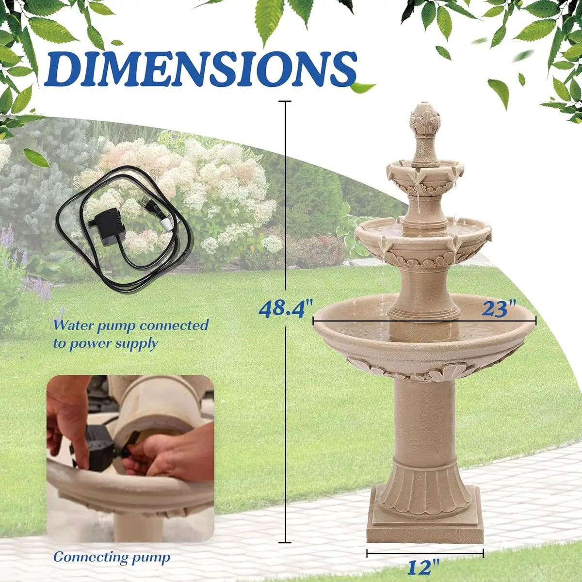 Cascading Resin Water Fountain For Indoor And Outdoor Garden Decor