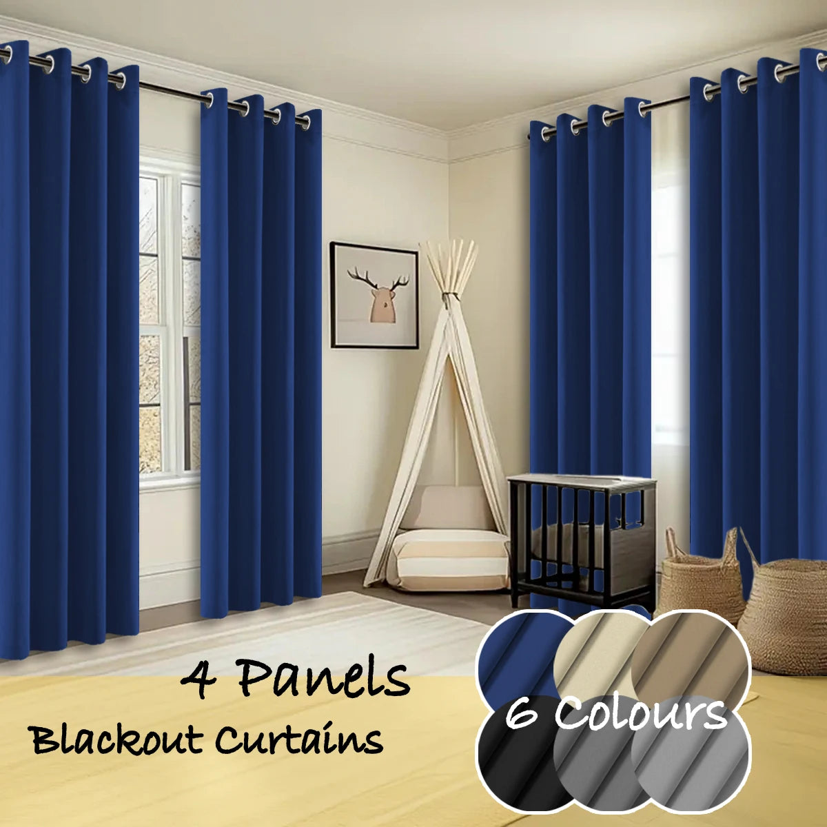 Polyester Thermal Insulated Blackout Curtains Ring Top
