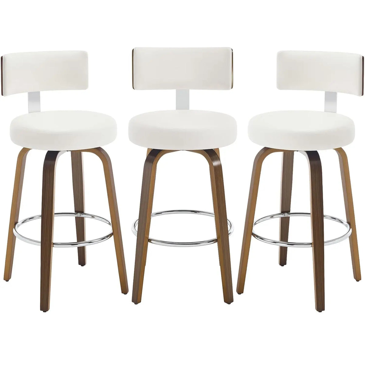 Elegant Kitchen Bar Stools With Leather Cushions And Wood Frames